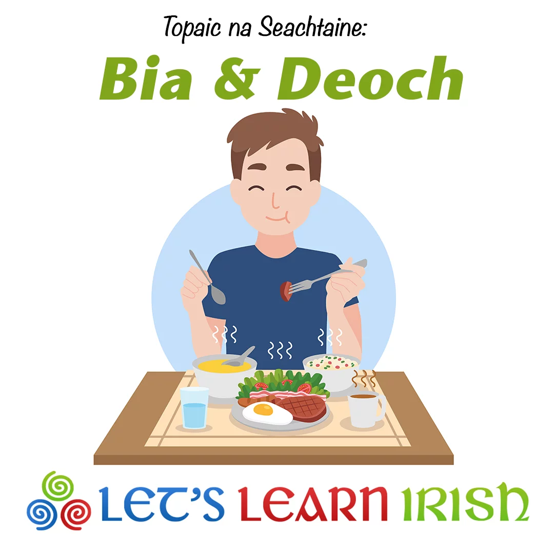 Bia agus Deoch: Food and Drink - LetsLearnIrish.com, image size:1080x1080