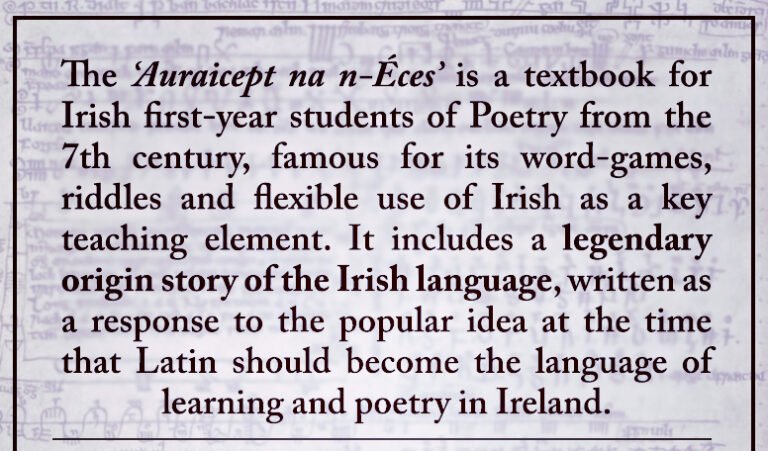 Old Irish Text Example The Bardic Schools and Auraicept na n-Éces - Let's Learn Irish