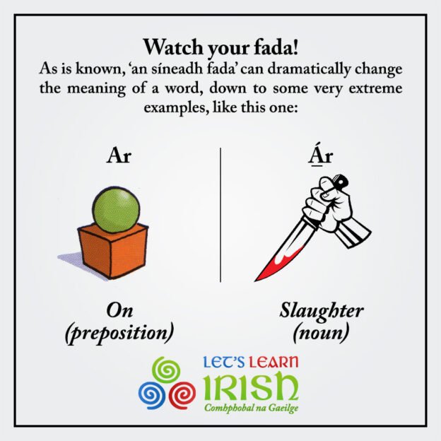 An Síneadh Fada - the long accent in Irish - LetsLearnIrish.com