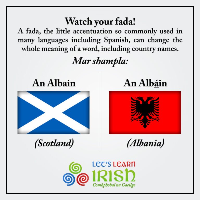 An Síneadh Fada - the long accent in Irish - LetsLearnIrish.com